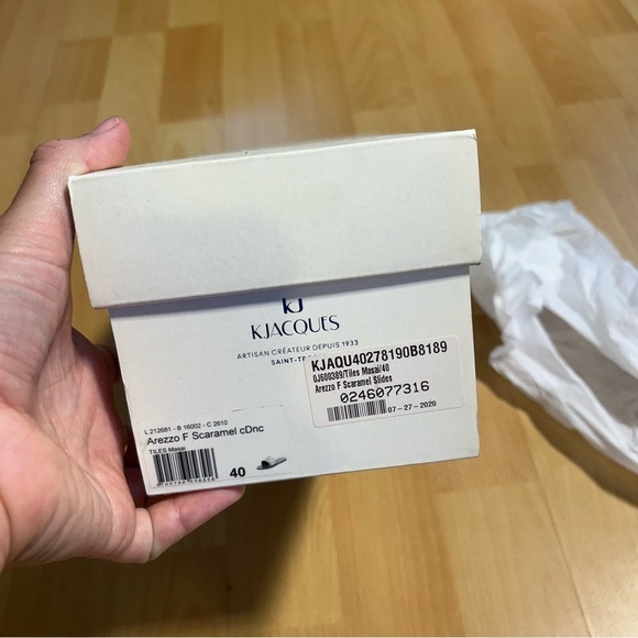 NWT K. Jacques Arezzo Slides Croc-Embossed Brown Leather Size 40 - Picture 3 of 10